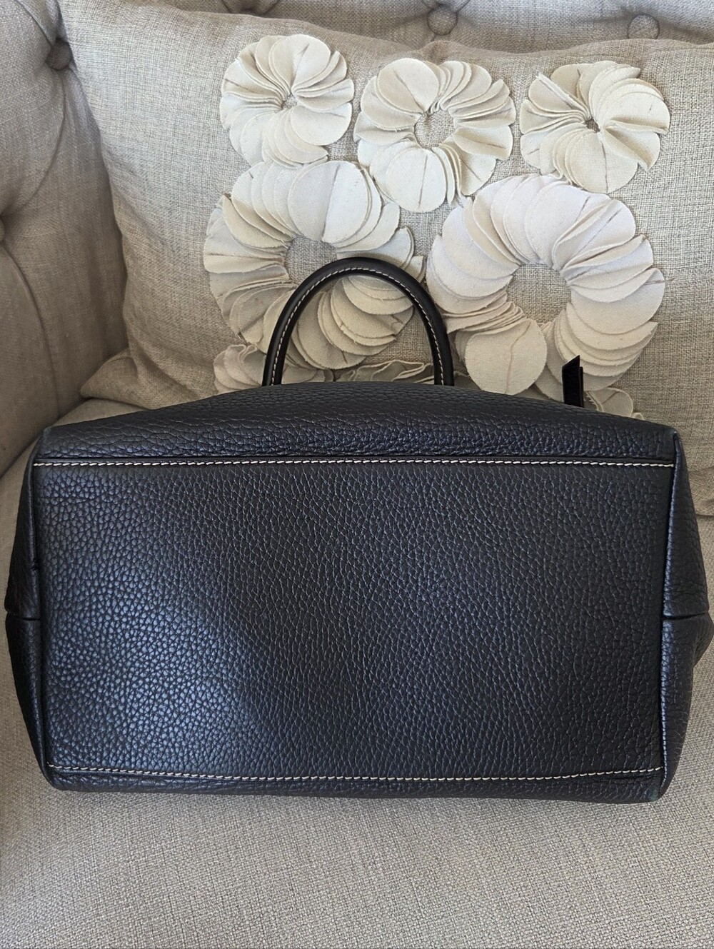 Dooney & Bourke Black Pebbled Leather Satchel Handbag Purse Large VTG - Picture 5 of 16